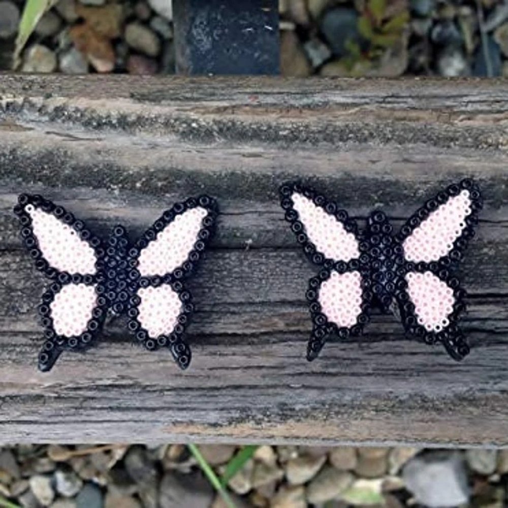 Wooden Beaded Butterfly Hair Barrettes Clips handmade handcrafted
